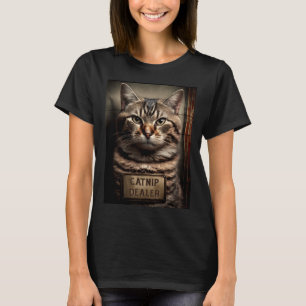 Cat Mugshot Catnip Dealer Cat Dad and Cat Mom T-Shirt