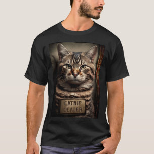 Cat Mugshot Catnip Dealer Cat Dad and Cat Mom T-Shirt