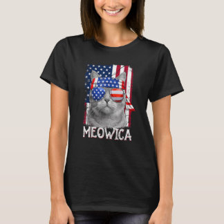 Cat Mum and Cat Dad USA Flag  Cat 4th of july Meow T-Shirt