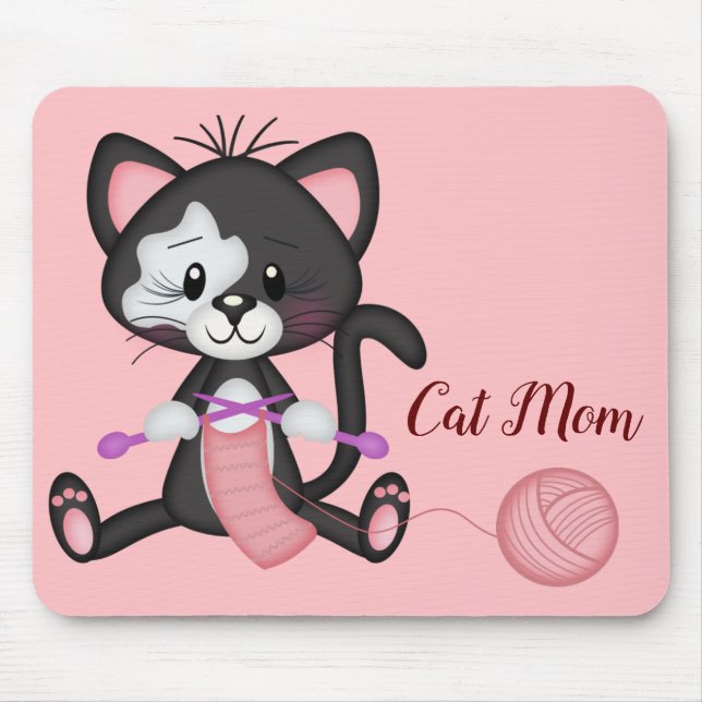 Cat Mum And Knitter Mouse Pad (Front)