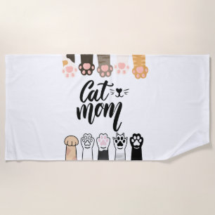 Cat Mum beach towel – Cute Cat Paws towel
