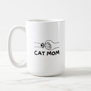 Cat mum cat paw and women hand print coffee mug