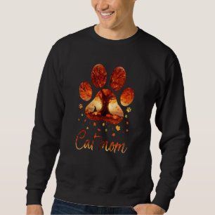 Cat Mum Cat Paw Autumn Themed Cat Lover Halloween Sweatshirt