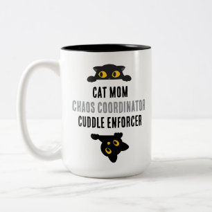 Cat Mum Chaos Coordinator Funny Quote Humour Two-Tone Coffee Mug
