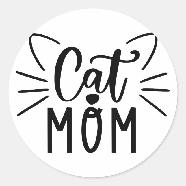 Cat Mum Classic Round Sticker (Front)