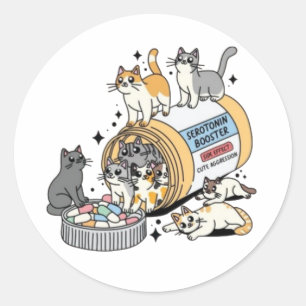 cat mum classic round sticker