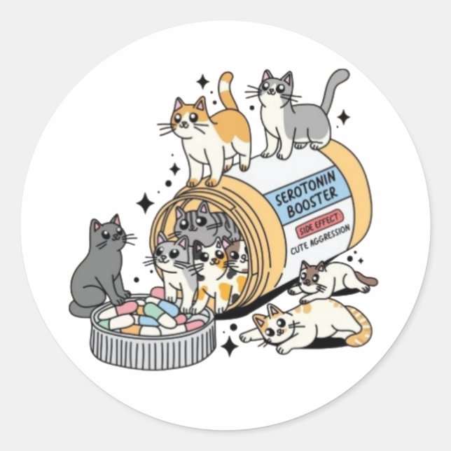 cat mum classic round sticker (Front)
