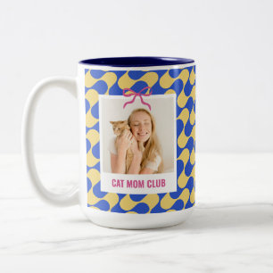 Cat Mum Club Birthday Gift Custom Pet Owner Photo Two-Tone Coffee Mug