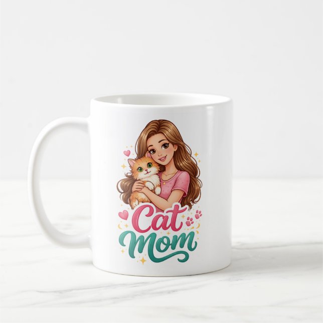 Cat Mum Coffee Mug – Cute Cat Lover Gift – Funny K (Left)