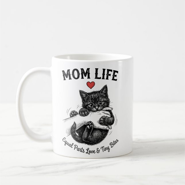 Cat Mum Coffee Mug | Mum Life Cute Kitten Funny  (Left)