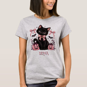 Cat mum Coquette Black Cat, Cat mum Halloween T-Shirt