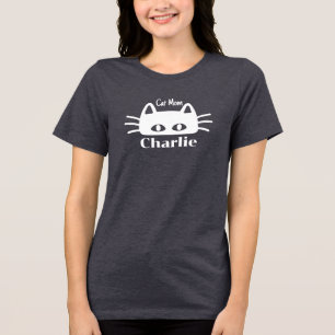 Cat mum custom cat name Tri-Blend shirt