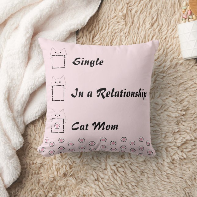 Cat Mum Cute Cat Paw Pink Cushion (Blanket)