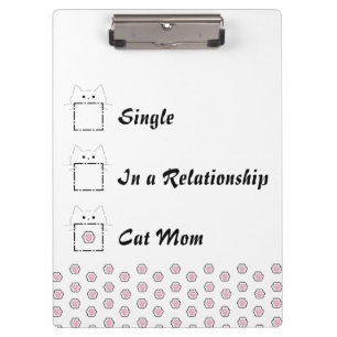 Cat Mum Cute Cat Paw White & Pink Clipboard