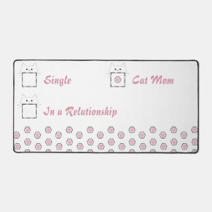 Cat Mum Cute Cat Paw White & Pink Desk Mat
