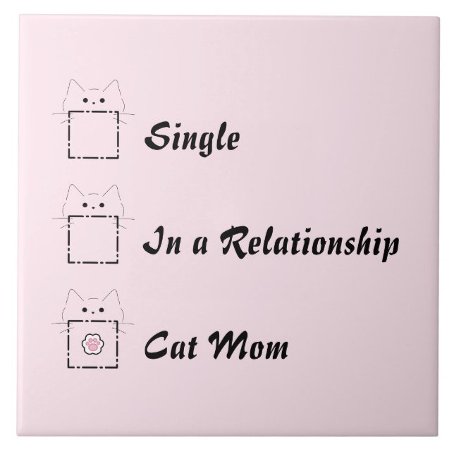 Cat Mum Cute Cat Pink Ceramic Tile (Front)