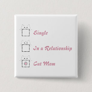 Cat Mum Cute Cat White & Pink Button