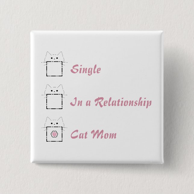 Cat Mum Cute Cat White & Pink Button (Front)