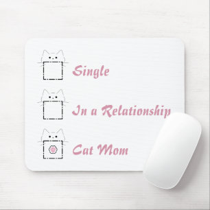 Cat Mum Cute Cat White & Pink Mouse Pad