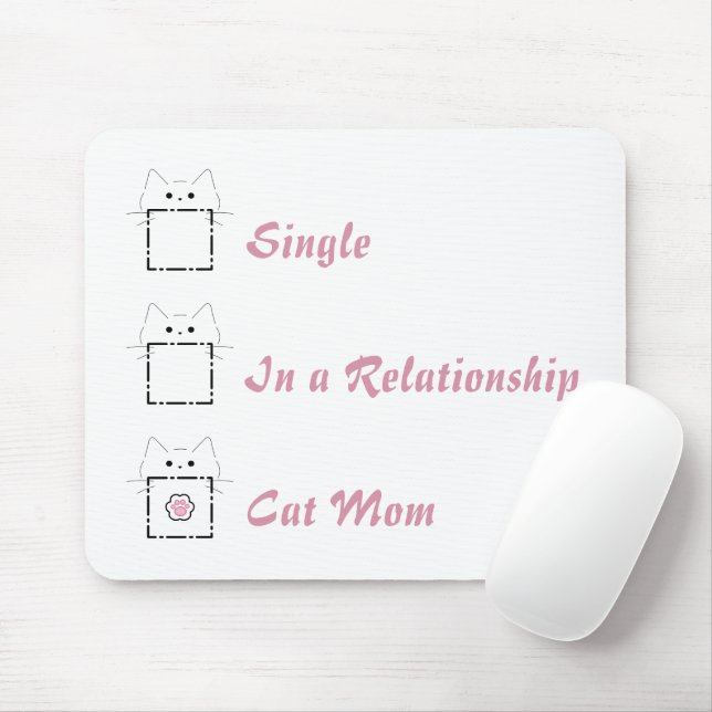 Cat Mum Cute Cat White & Pink Mouse Pad (With Mouse)