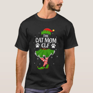 Cat Mum Elf Christmas Family Girls Women Elf Squad T-Shirt