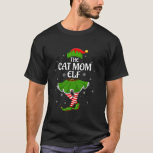 Cat Mum Elf Christmas Family Girls Women Elf Squad T-Shirt