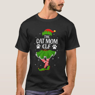 Cat Mum Elf Christmas Family Girls Women Elf Squad T-Shirt