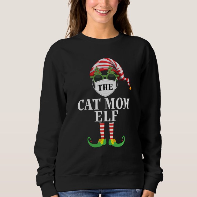 Cat Mum Elf Matching Christmas Group Pjs Family Pa Sweatshirt (Front)