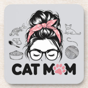 "Cat Mum" Funny Cute Cat Lover Women Coaster