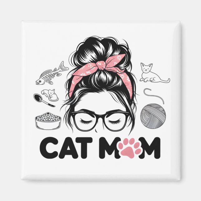 "Cat Mum" Funny Cute Cat Lover Women Magnet (Front)