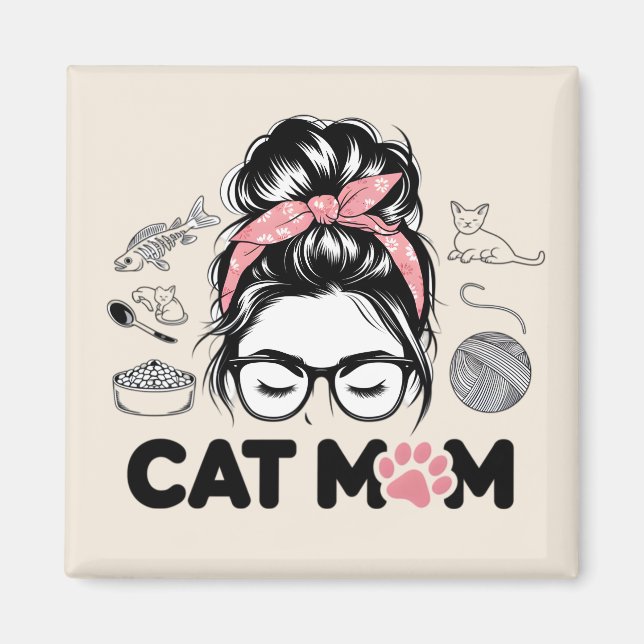 "Cat Mum" Funny Cute Cat Lover Women Magnet (Front)