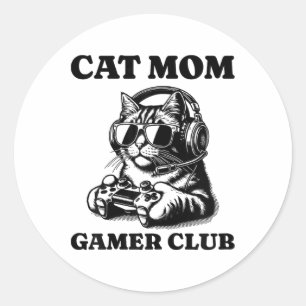 Cat Mum Gamer Club Video Games Cat Player Women Classic Round Sticker