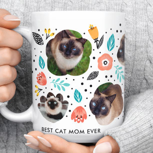 Cat Mum Garden Colourful Floral Pet Photo Collage Coffee Mug