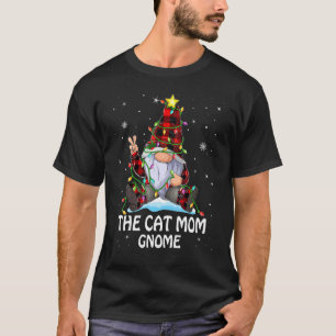 Cat Mum Gnome Buffalo Plaid Matching Christmas Tre T-Shirt