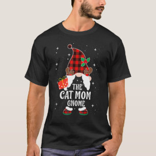 Cat Mum Gnome Buffalo Plaid Matching Family Christ T-Shirt