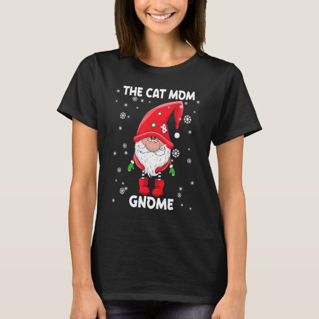Cat Mum Gnome Family Matching Christmas Pajama T-Shirt (Front)