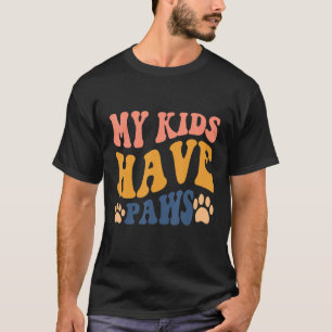 Cat Mum Groovy Mama Letter My Kids Have Paws T-Shirt