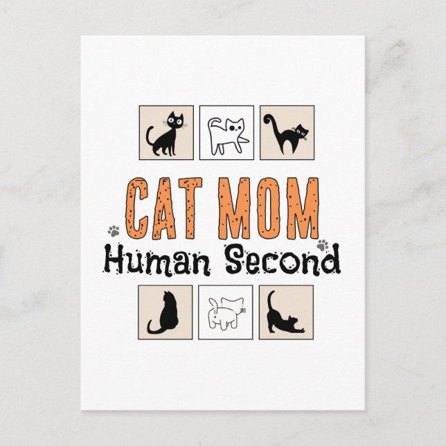 Cat Mum Human Second Funny Cat Mum Identity Postcard (Front)