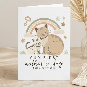 Cat Mum Kitten First Mother’s Day Soft Pastel Card