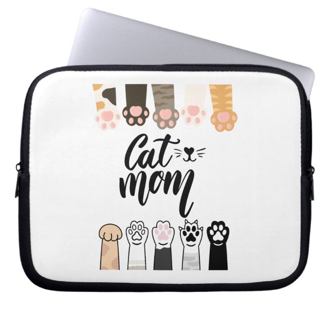 Cat Mum Laptop Sleeve – Gift for Cat Lovers (Front)