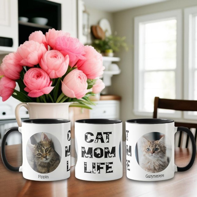 Cat Mum Life Custom Pet Photo Name Mother's Day Mug (Creator Uploaded)