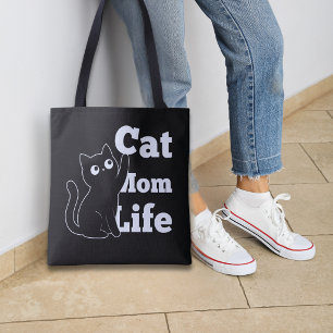 Cat Mum Life Cute Black Cat Design Tote Bag