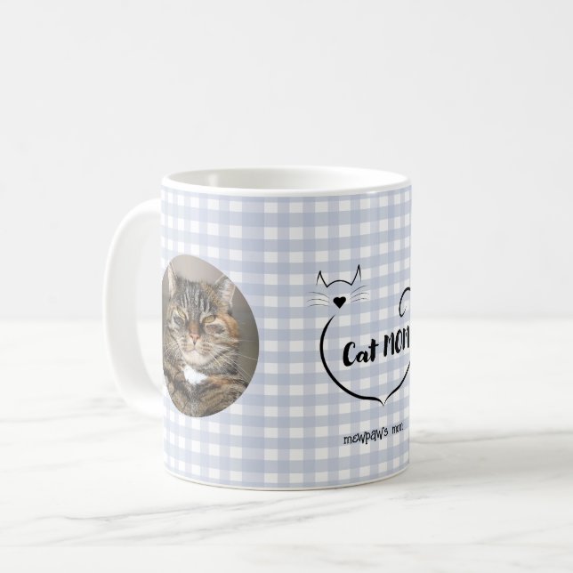 Cat Mum Love Shape and Simple Script Coffee Mug (Front Left)