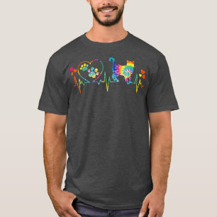 Cat Mum Mama Dad Heartbeat Tie Dye Animal Lovers F T-Shirt