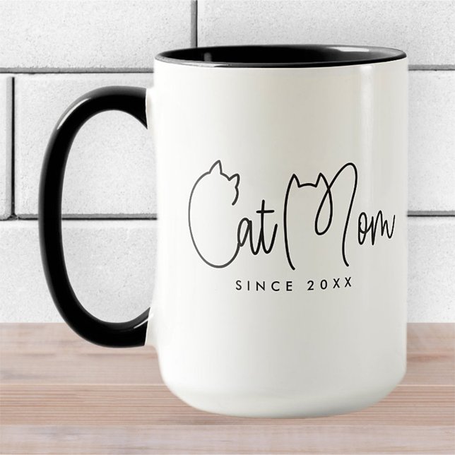 Cat Mum Modern Chic Playful and Fun Typography Mug (Creator Uploaded)
