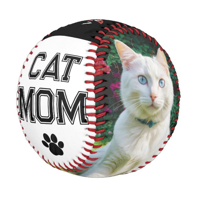 Cat Mum Mother's Day 2 Photos Monogram Custom Baseball (Angled)