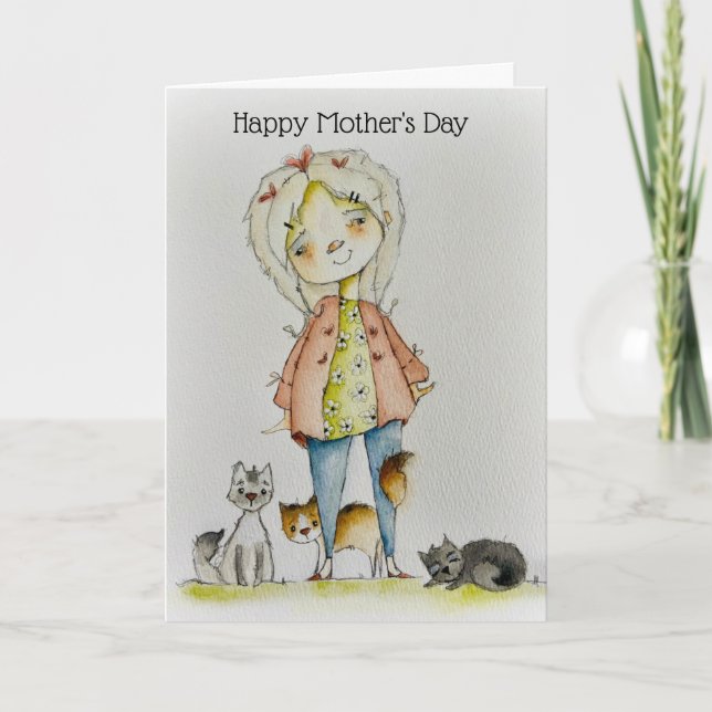 Cat Mum Mother's Day Card (Front)
