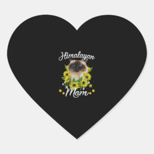 Cat Mum Mother's Day Gifts Sunflower Himalayan Mum Heart Sticker