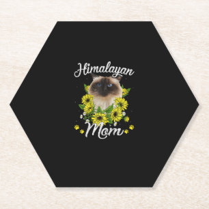 Cat Mum Mother's Day Gifts Sunflower Himalayan Mum Paper Coaster