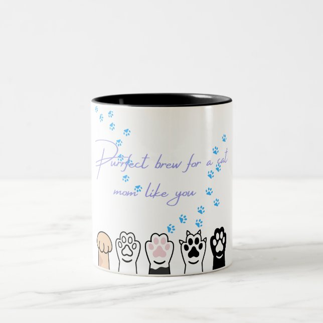 Cat Mum Mug – Purrfect Brew & Paw Prints (Center)